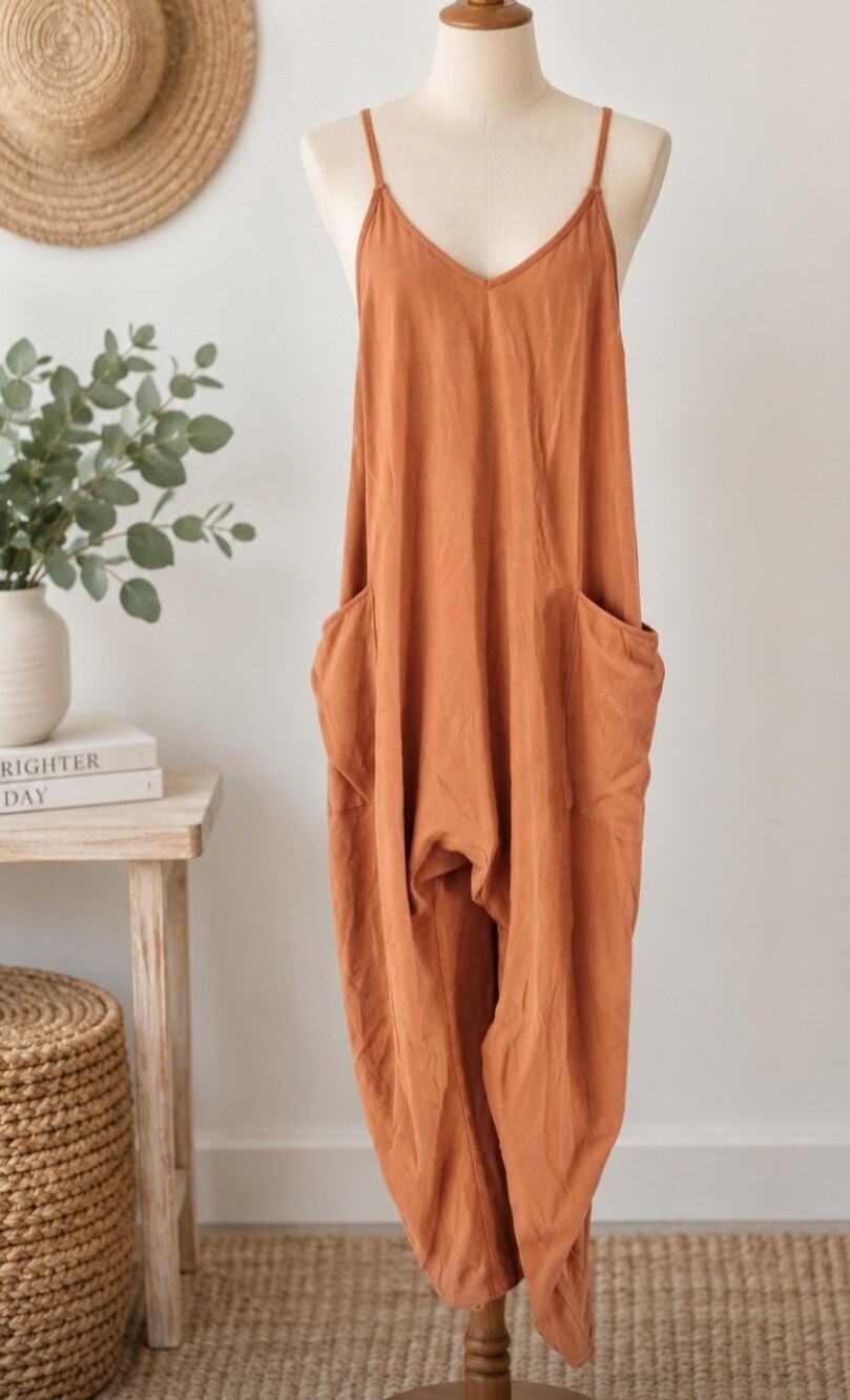 Free People Movement Orange Pants Romper Size S